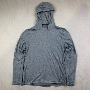 Lululemon Mens Sweater Small Gray Blue Switch Up Long Sleeve Hoodie Mesh Stretch